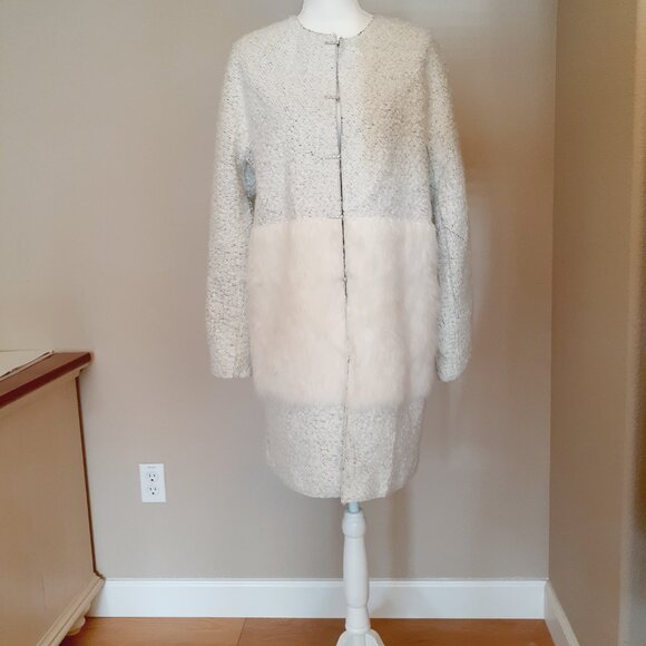 Elie Tahari Mixed Media Coat Jacket - Picture 2 of 15